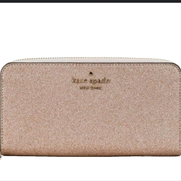 Kate Spade Women's Rose Gold Zip Around Wristlet Wallet Nwot - Picture 1 of 6